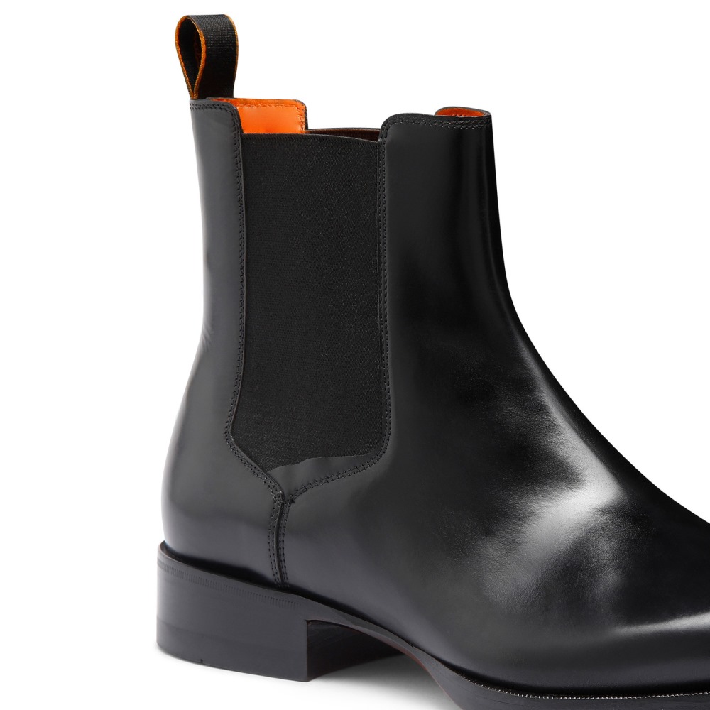 Stivaletto chelsea da uomo in pelle anticata nera - Nero