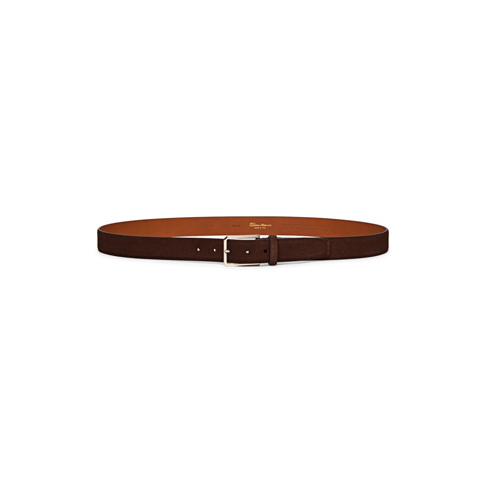 Cintura regolabile in suede marrone - Marrone
