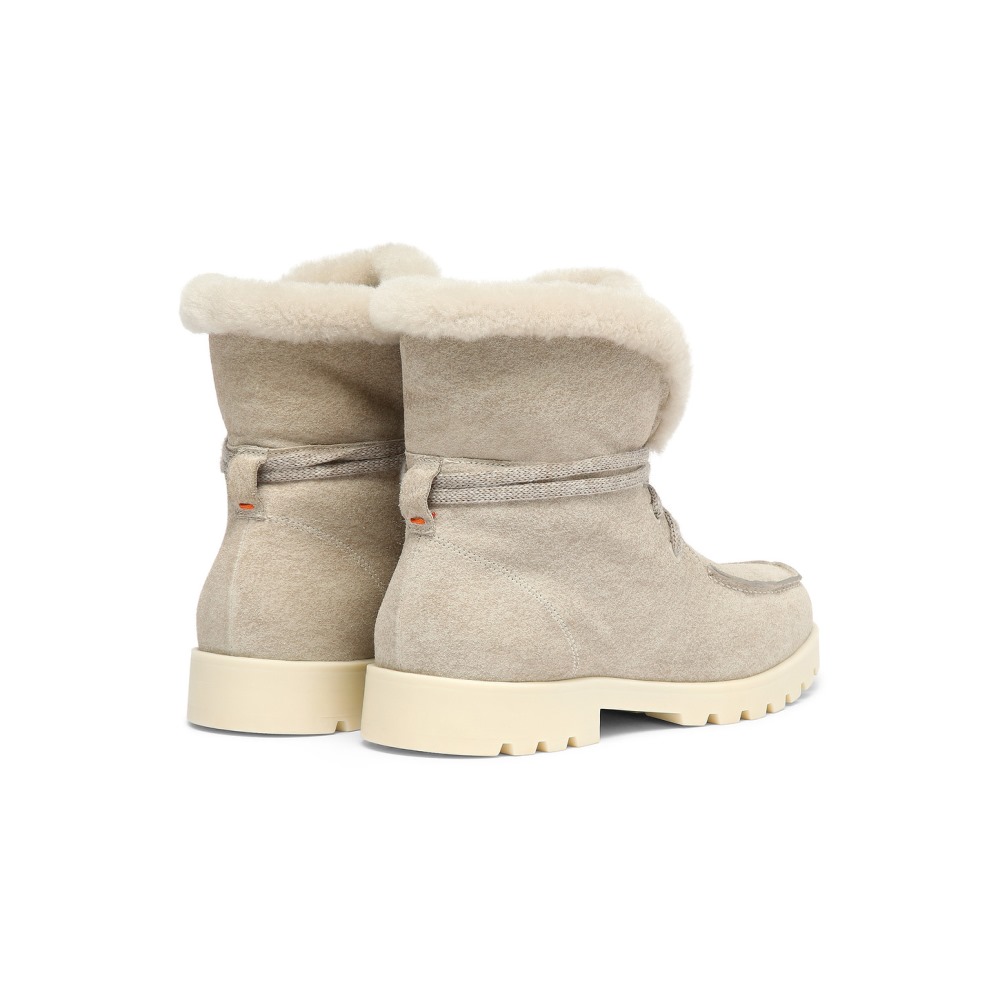 Stivaletto con pelliccia da donna in suede beige - Naturale