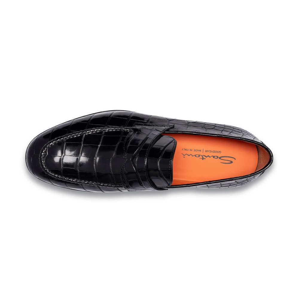 Mocassino penny da uomo in alligatore grigio - Grigio