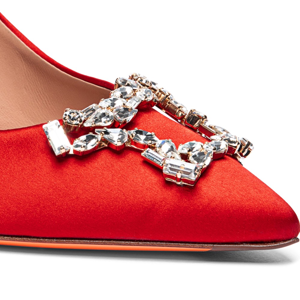 Décolletés tacco alto Santoni Sibille da donna in satin rosso - Rosso