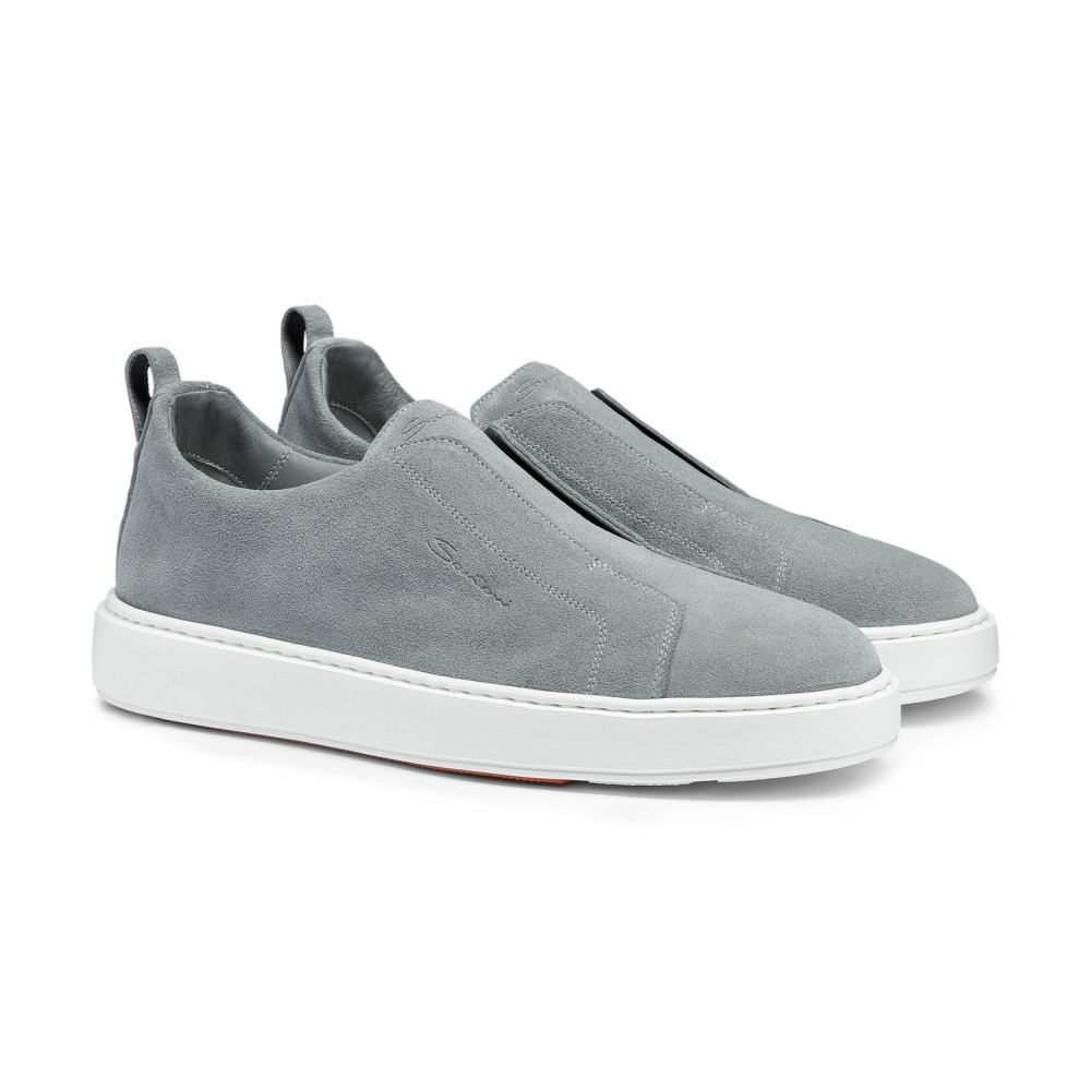 Sneaker slip-on da uomo in suede azzurro - Azzurro