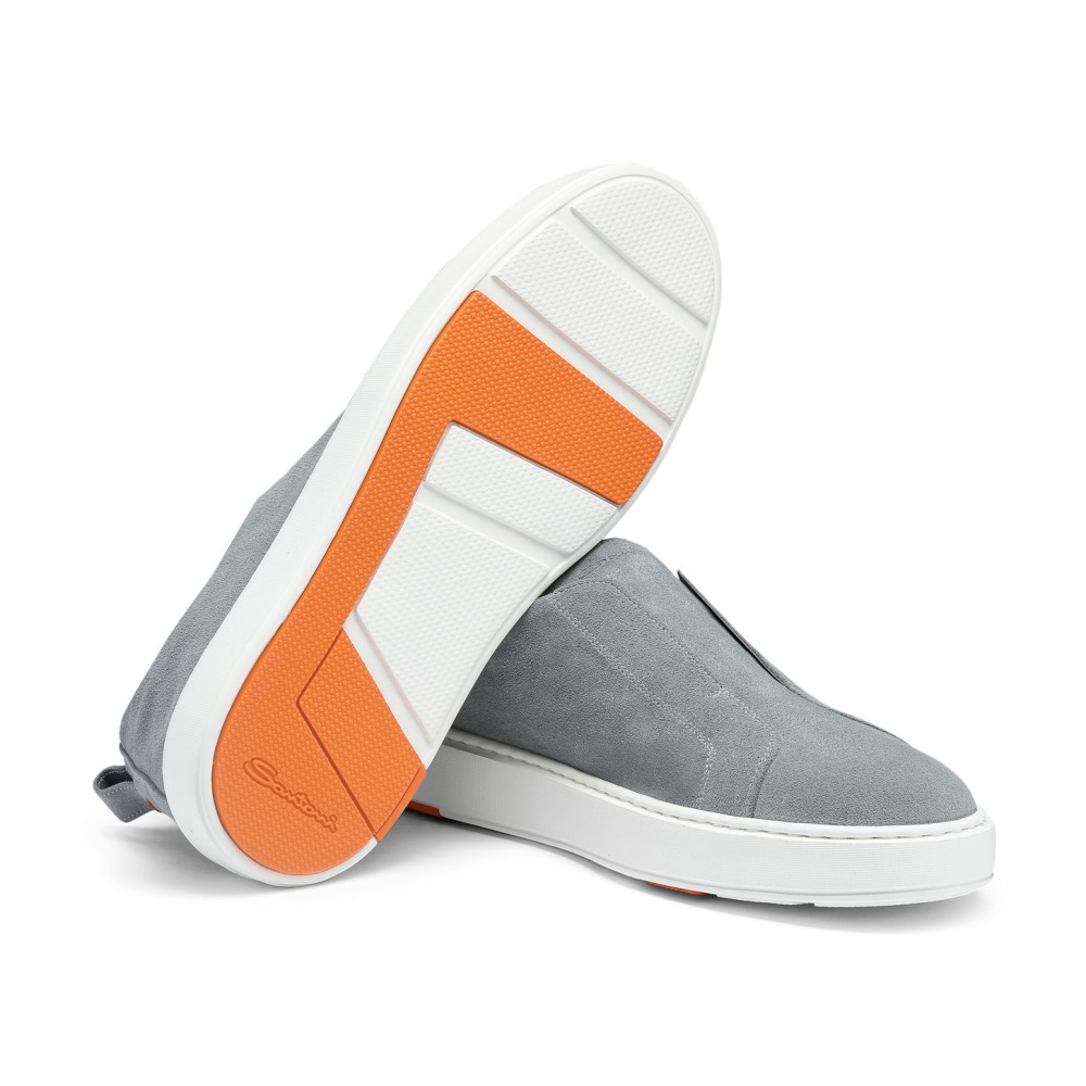 Sneaker slip-on da uomo in suede azzurro - Azzurro