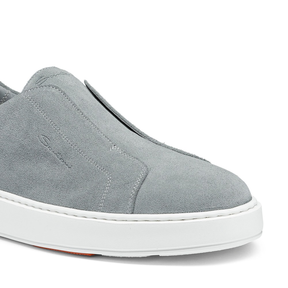 Sneaker slip-on da uomo in suede azzurro - Azzurro