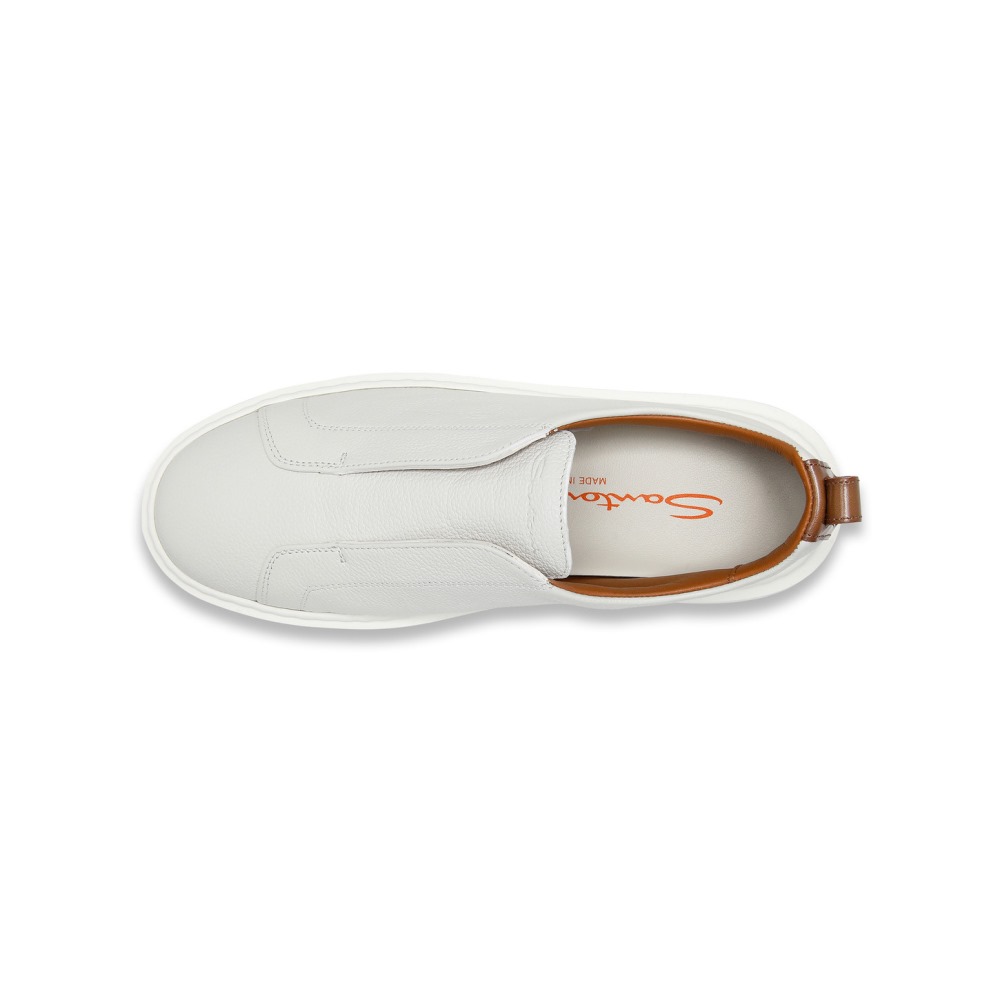 Sneaker slip-on da donna in pelle bottalata bianca - Bianco