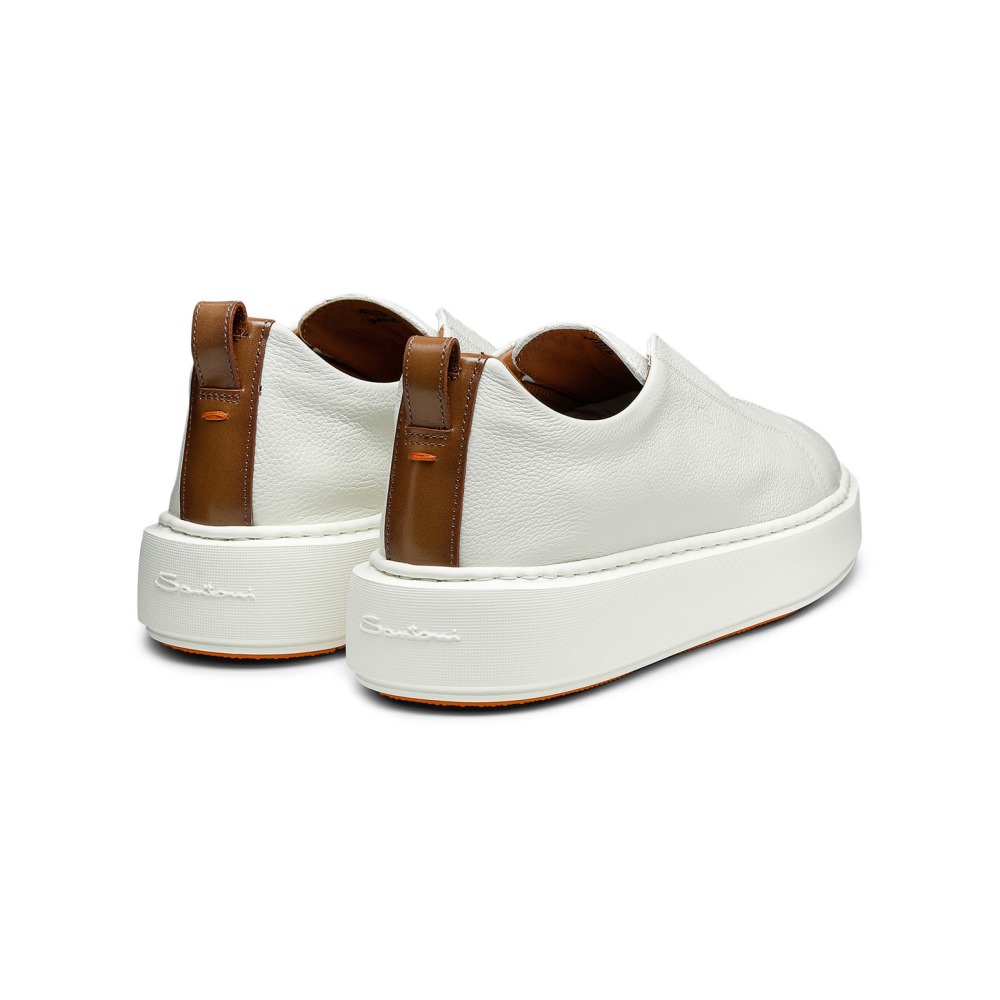 Sneaker slip-on da donna in pelle bottalata bianca - Bianco