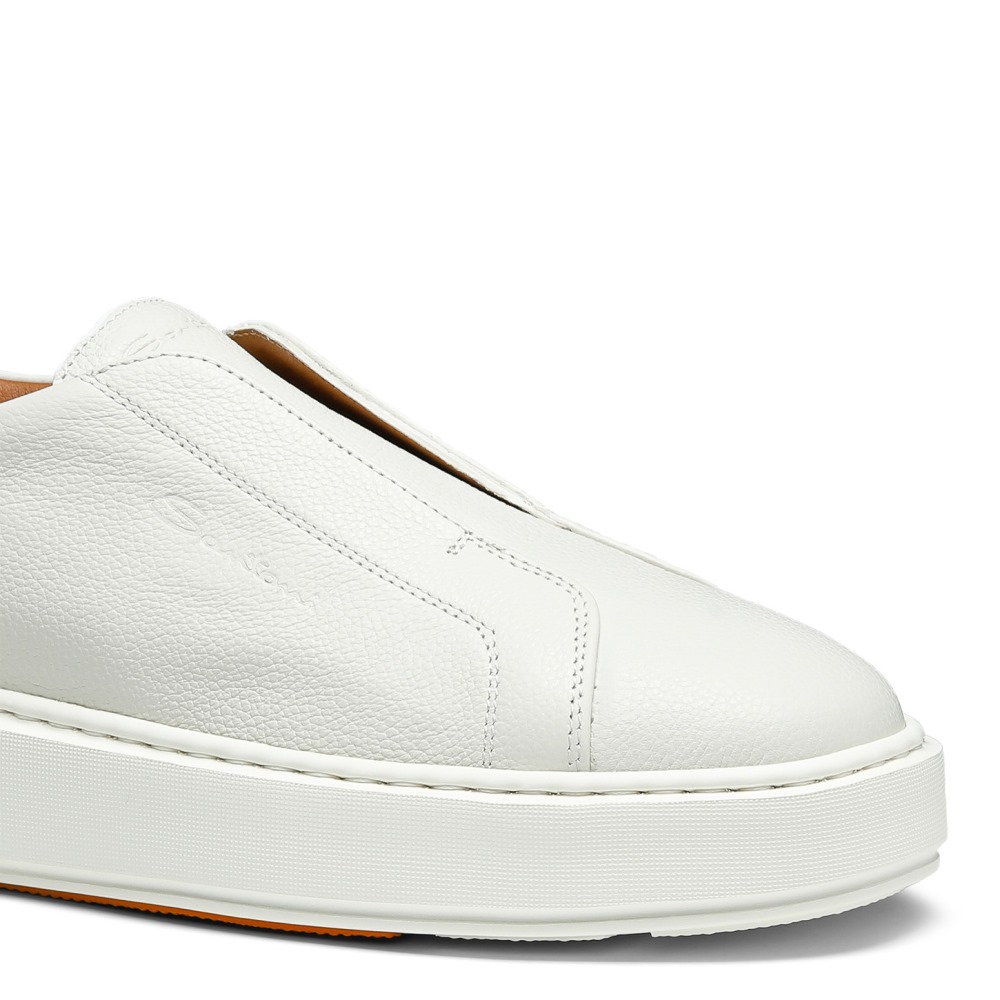 Sneaker slip-on da donna in pelle bottalata bianca - Bianco