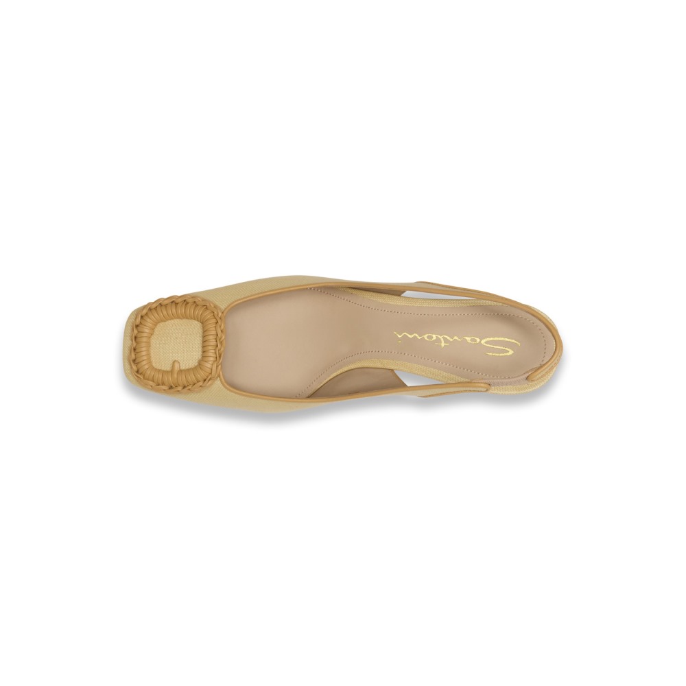 Slingback tacco medio da donna in rafia beige - Naturale