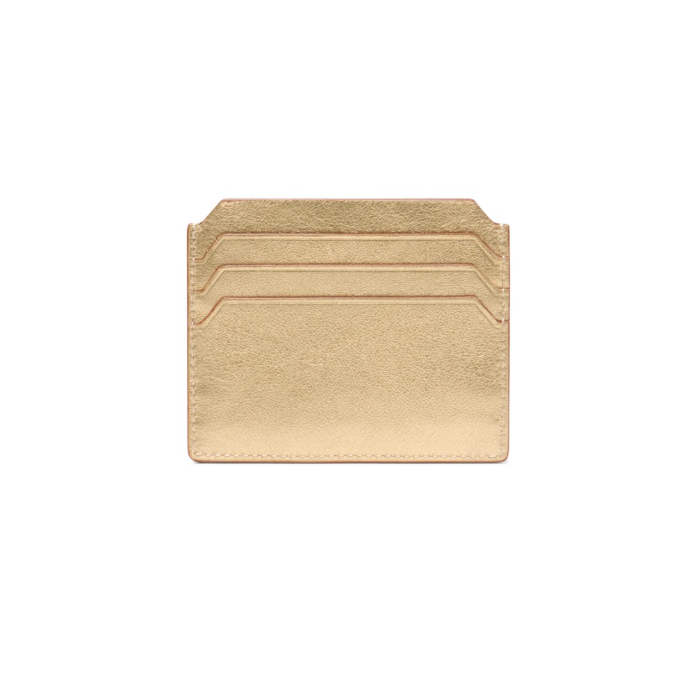 Porta carte di credito in pelle laminata oro - Oro