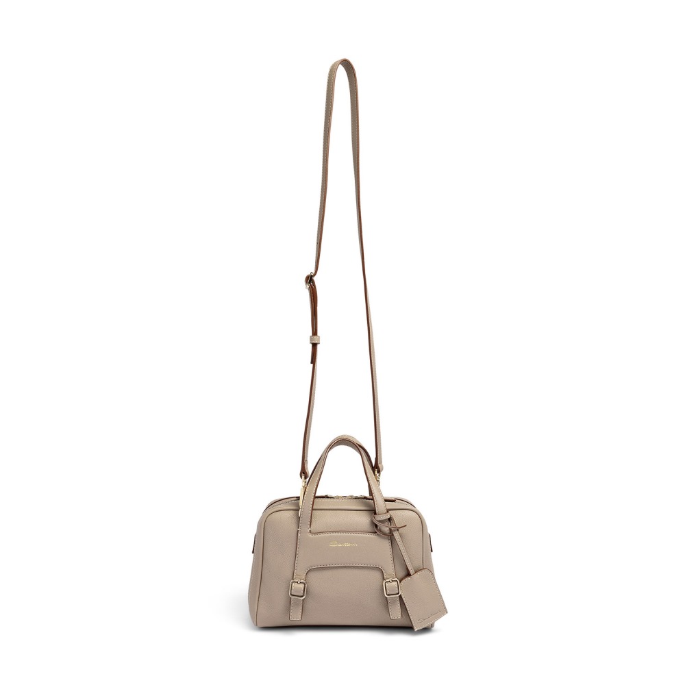 Borsa a mano in pelle beige - Naturale