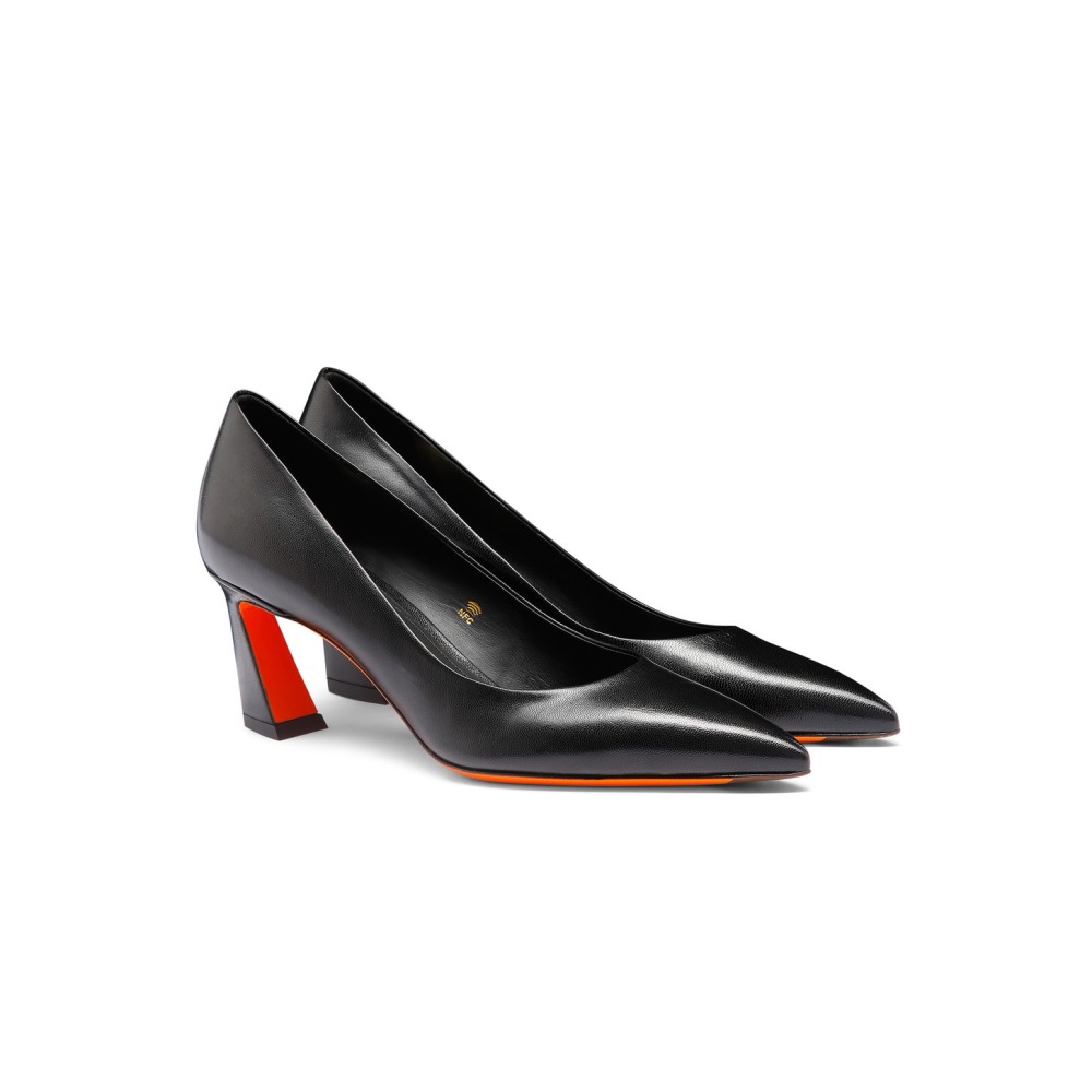 Décolletés tacco medio da donna in pelle nera - Nero