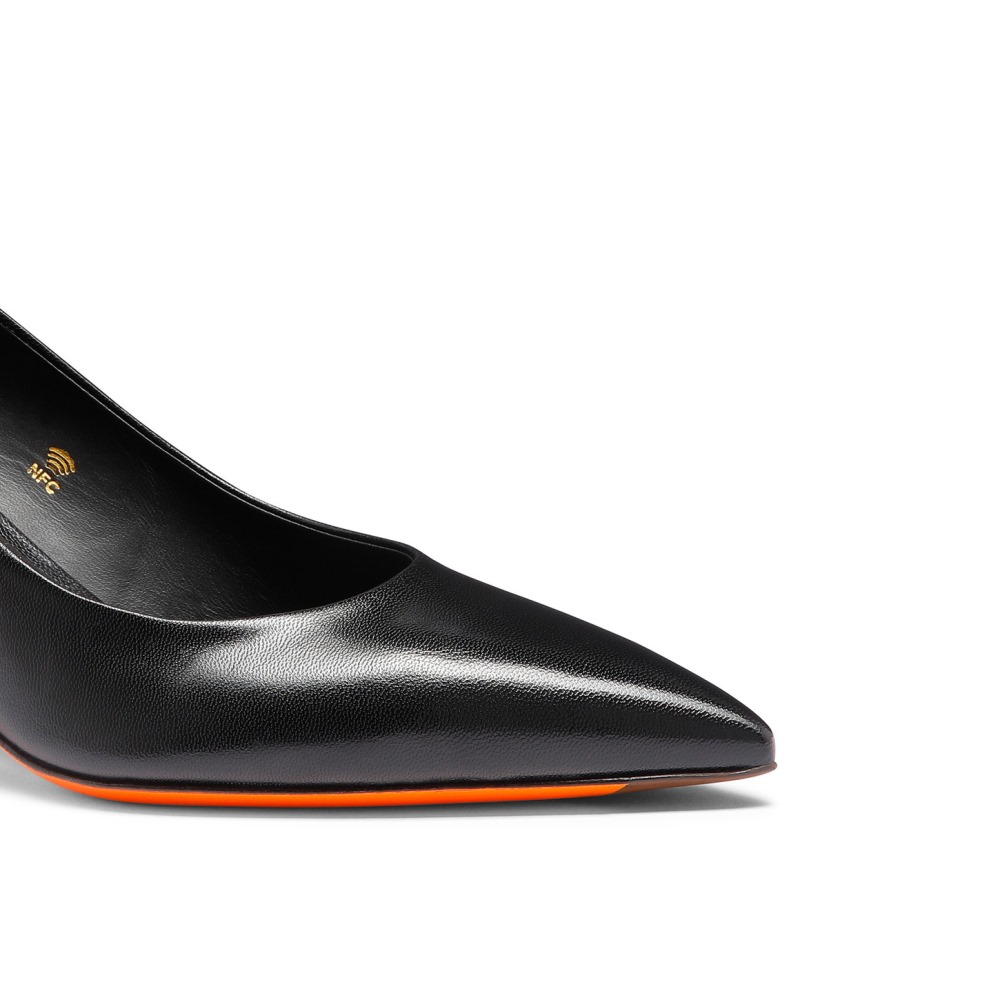 Décolletés tacco medio da donna in pelle nera - Nero