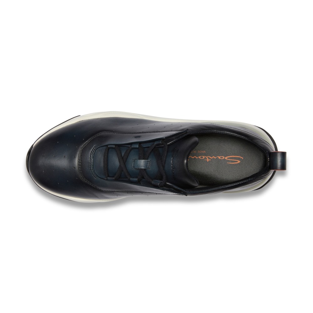 Sneaker da uomo in pelle blu - Blu
