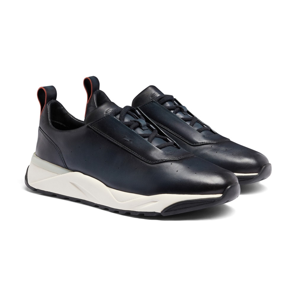 Sneaker da uomo in pelle blu - Blu