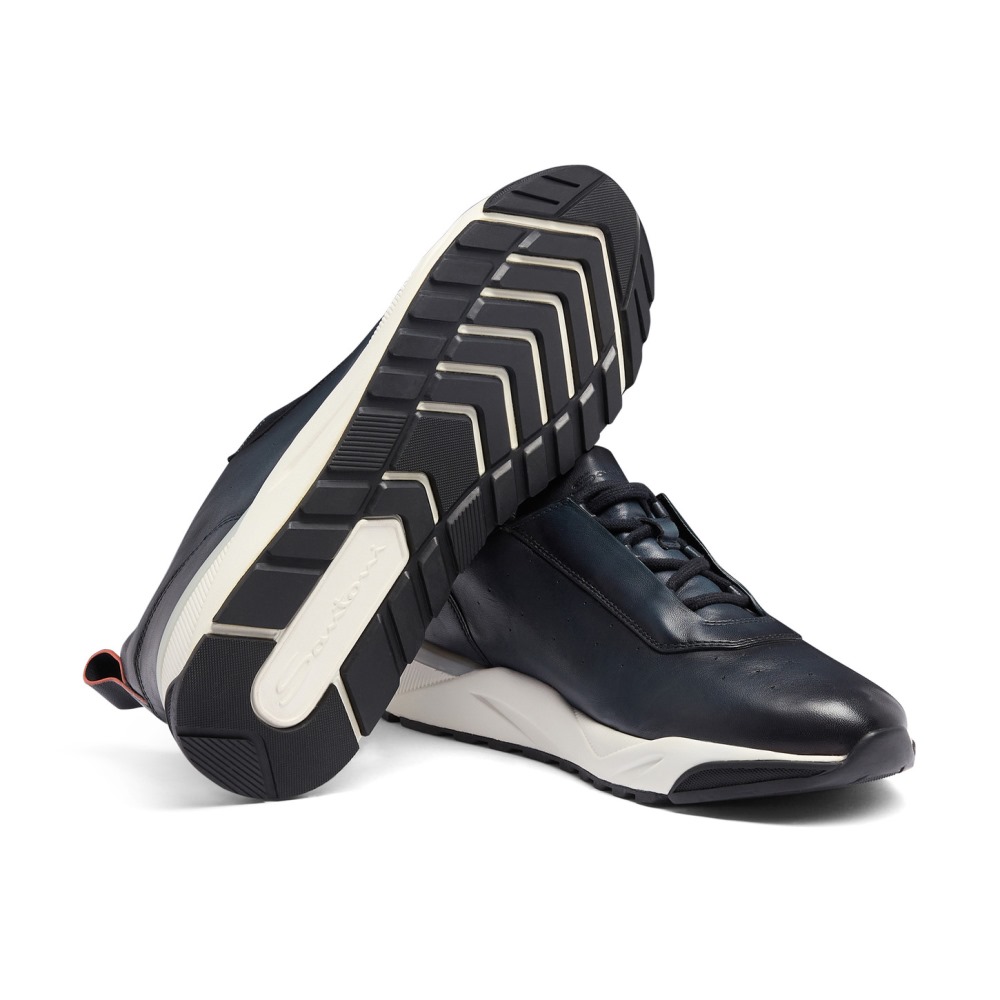 Sneaker da uomo in pelle blu - Blu