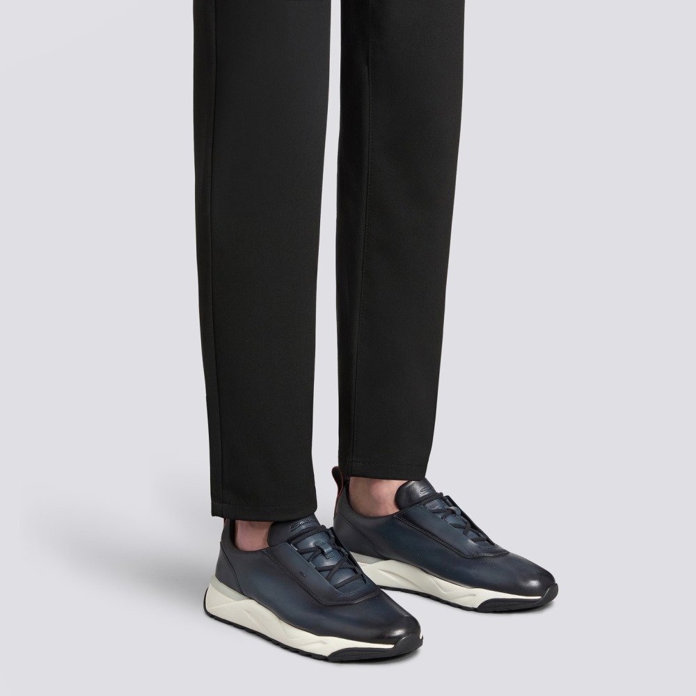 Sneaker da uomo in pelle blu - Blu