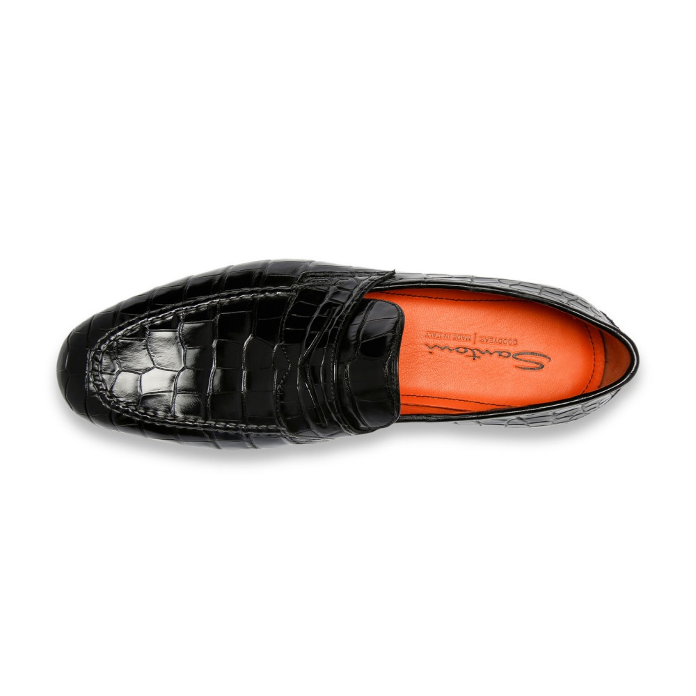 Mocassino penny da uomo in alligatore nero - Nero