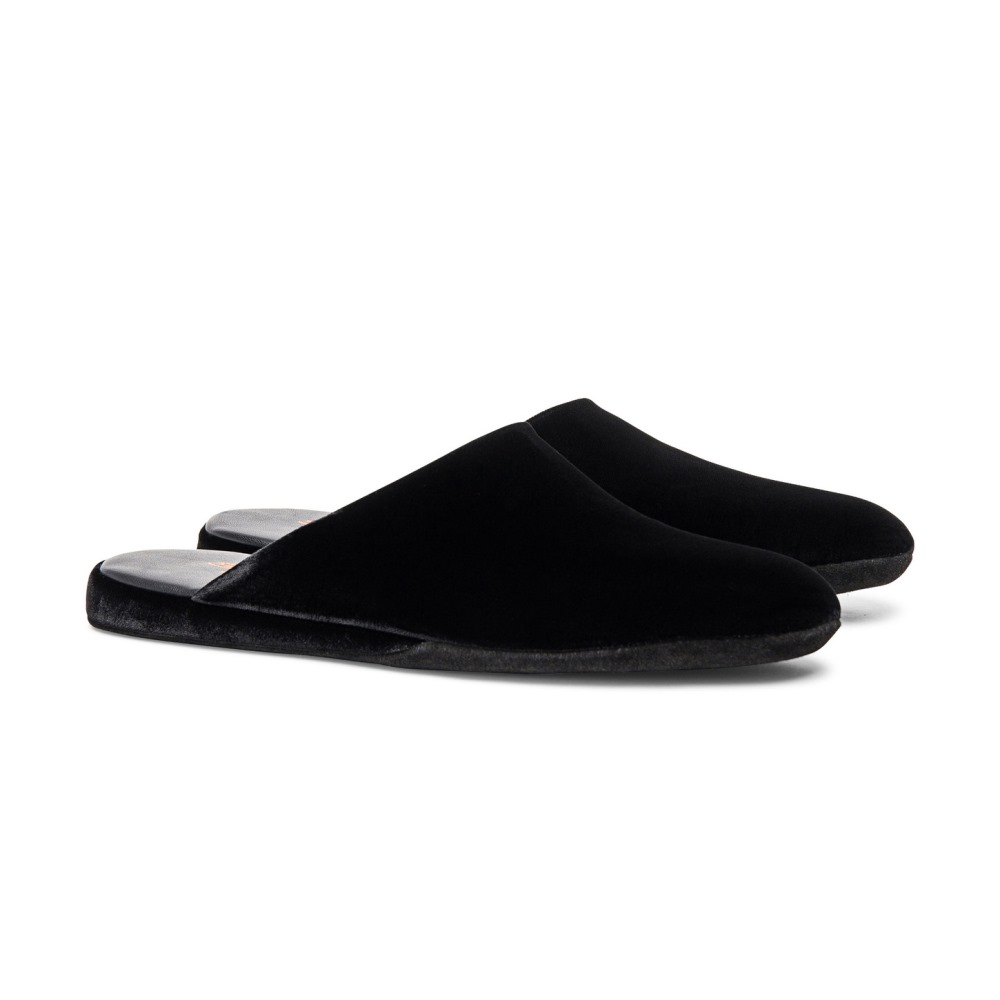 Pantofola da uomo in velluto nero - Nero
