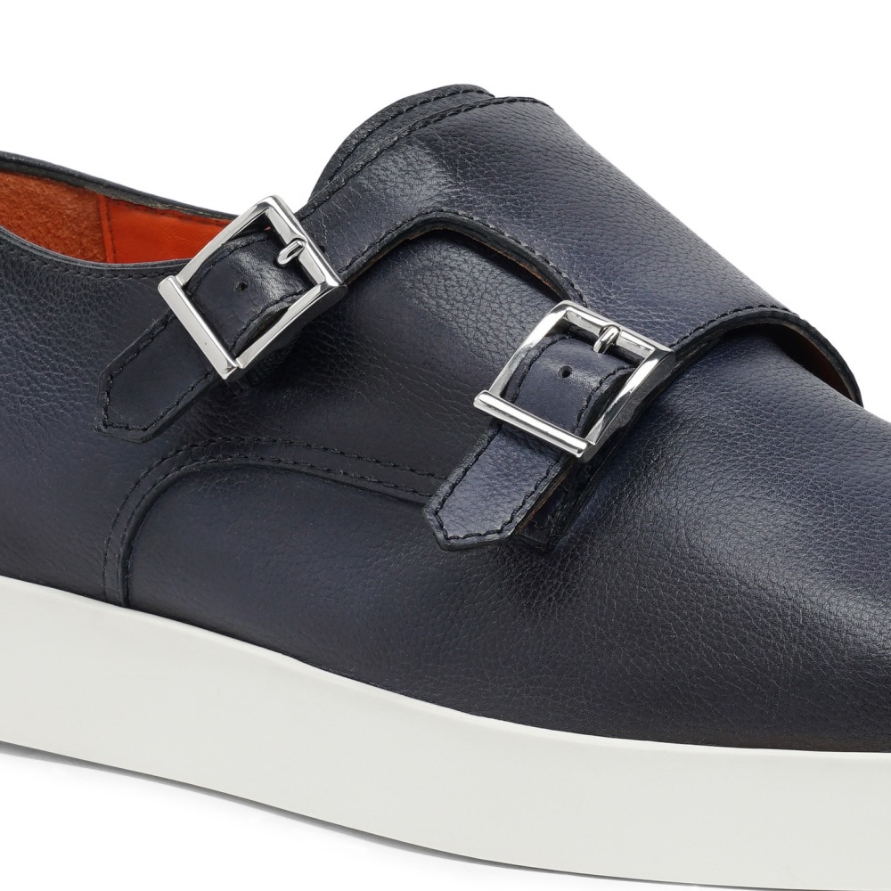Doppia fibbia da uomo in pelle blu - Blu