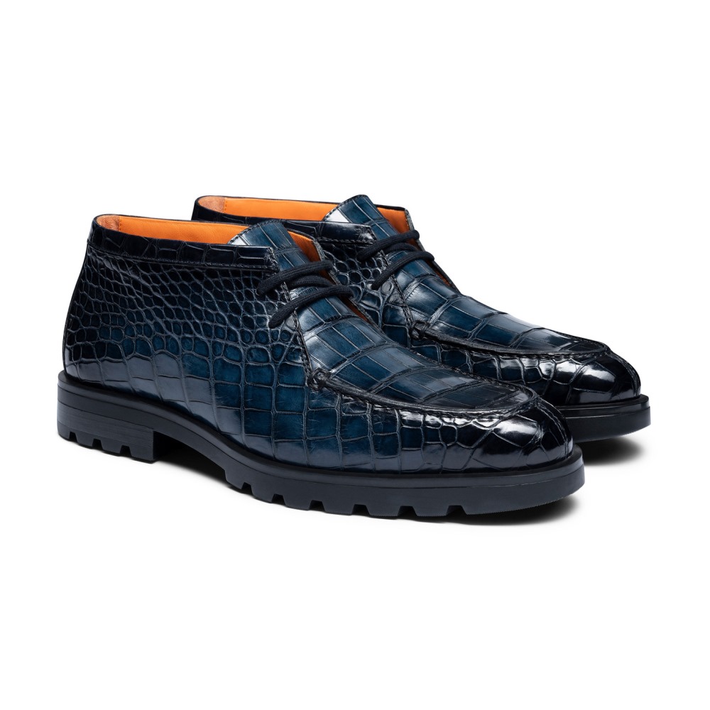 Stivaletto desert da uomo in alligatore blu - Blu