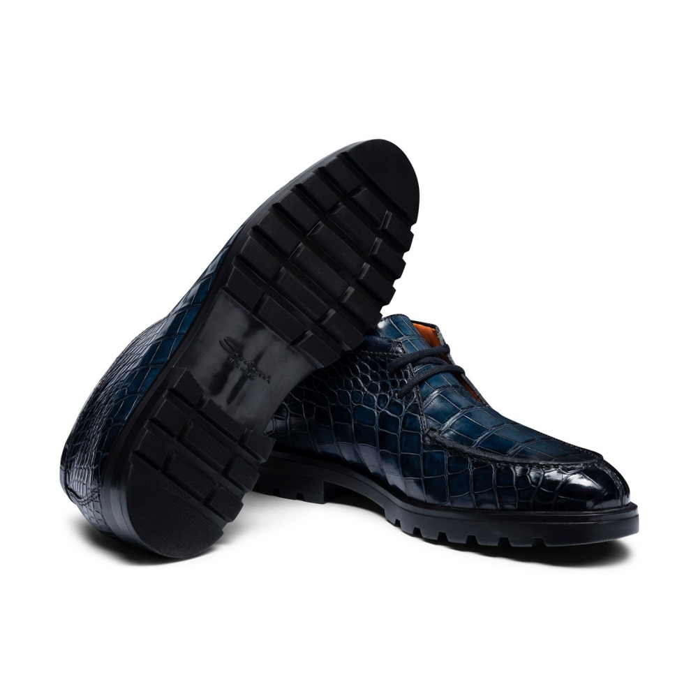 Stivaletto desert da uomo in alligatore blu - Blu