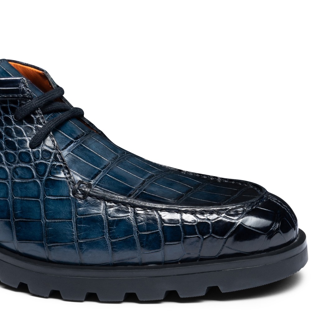 Stivaletto desert da uomo in alligatore blu - Blu