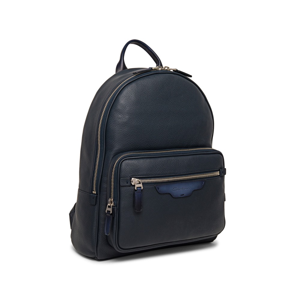 Zaino in pelle bottalata blu - Blu