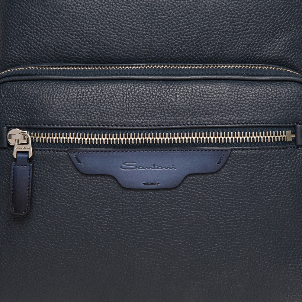 Zaino in pelle bottalata blu - Blu