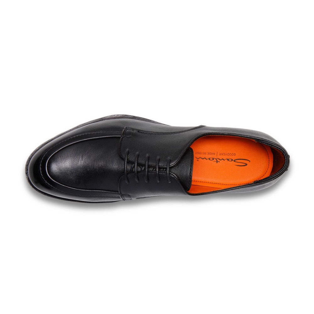 Stringata Derby da uomo in pelle nera - Nero