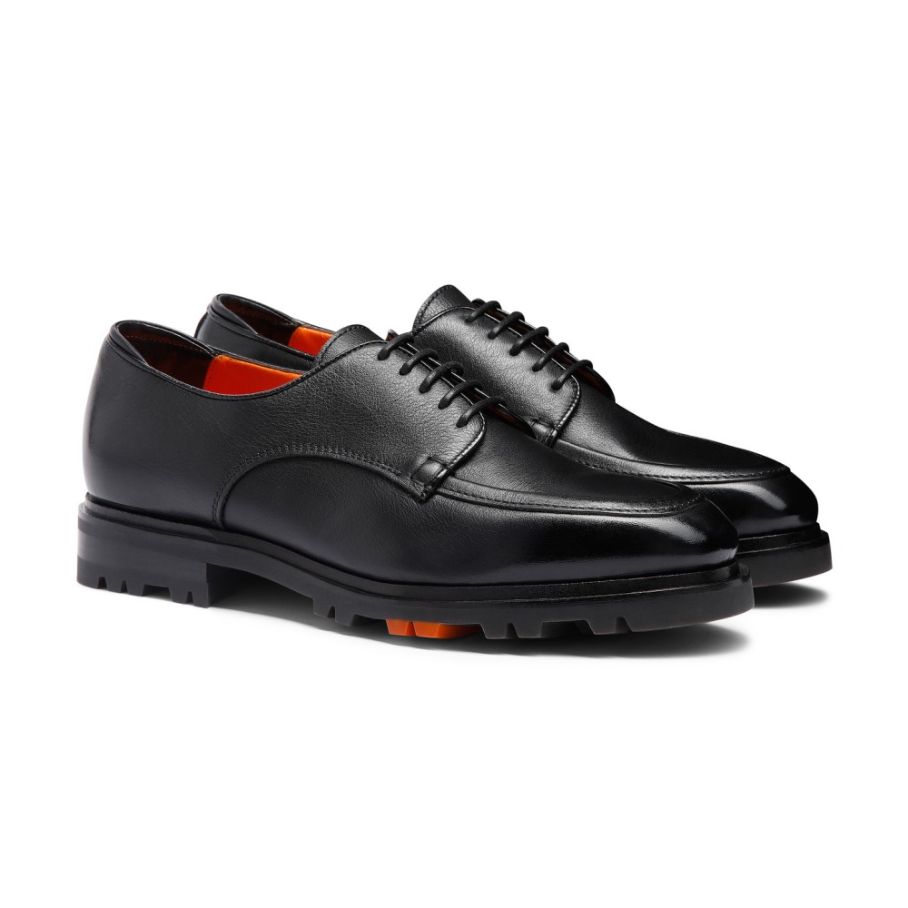 Stringata Derby da uomo in pelle nera - Nero