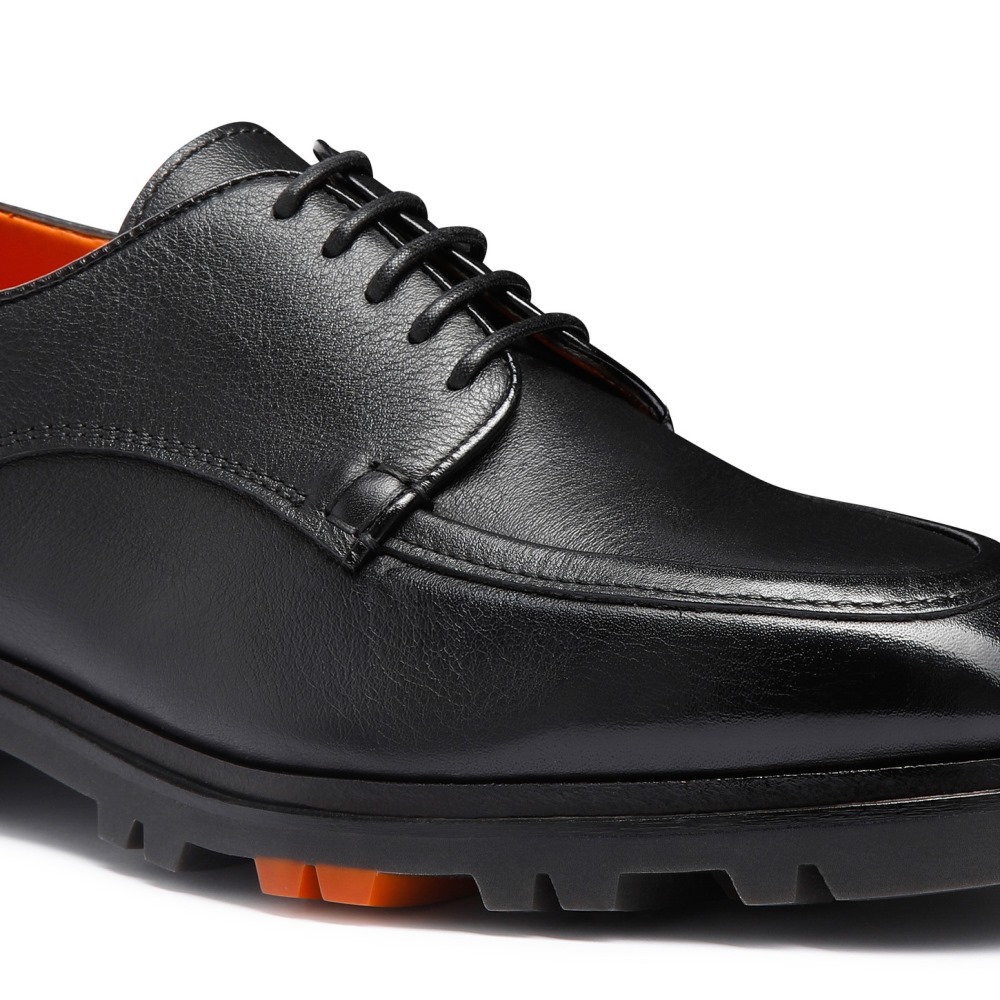 Stringata Derby da uomo in pelle nera - Nero