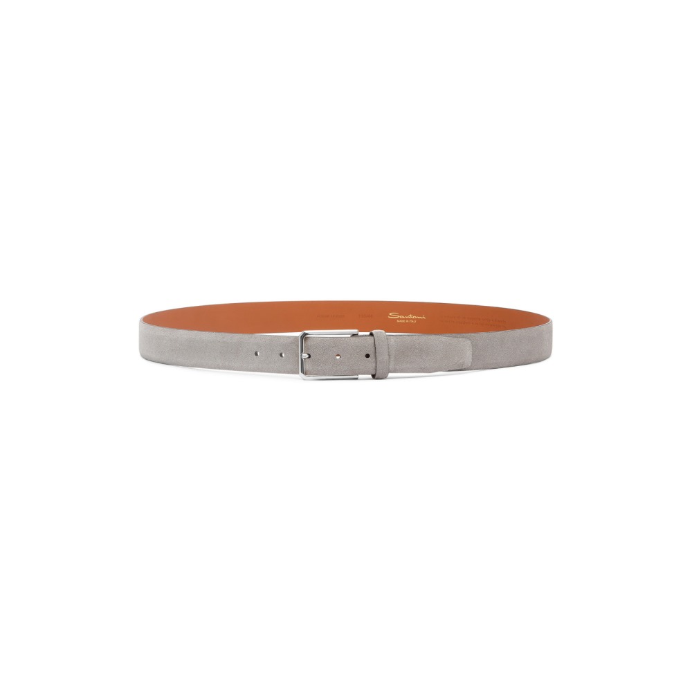 Cintura regolabile da uomo in suede tortora - Naturale