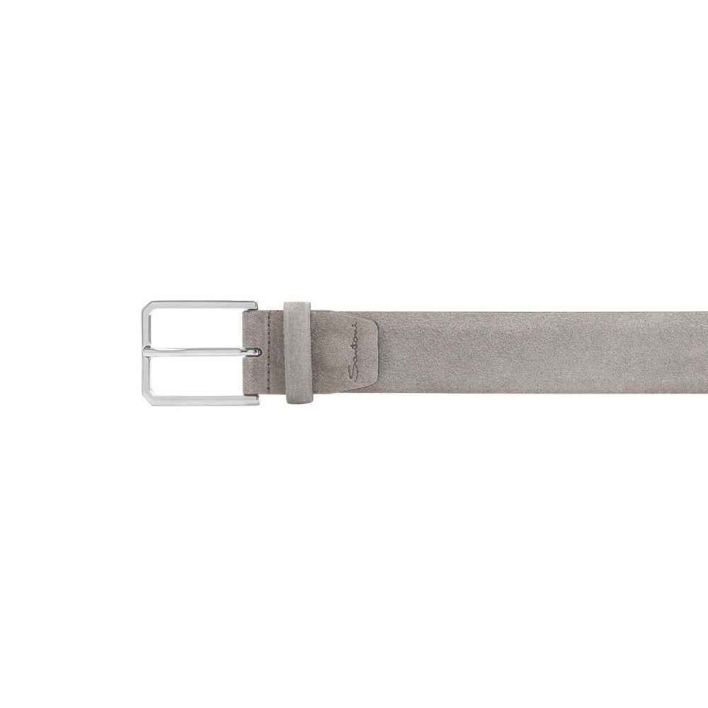 Cintura regolabile da uomo in suede tortora - Naturale
