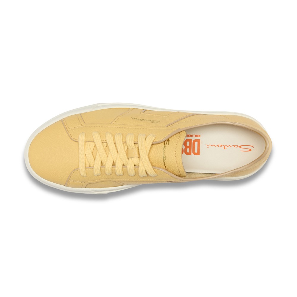 Double Buckle Sneaker da uomo in pelle bottalata gialla - Giallo