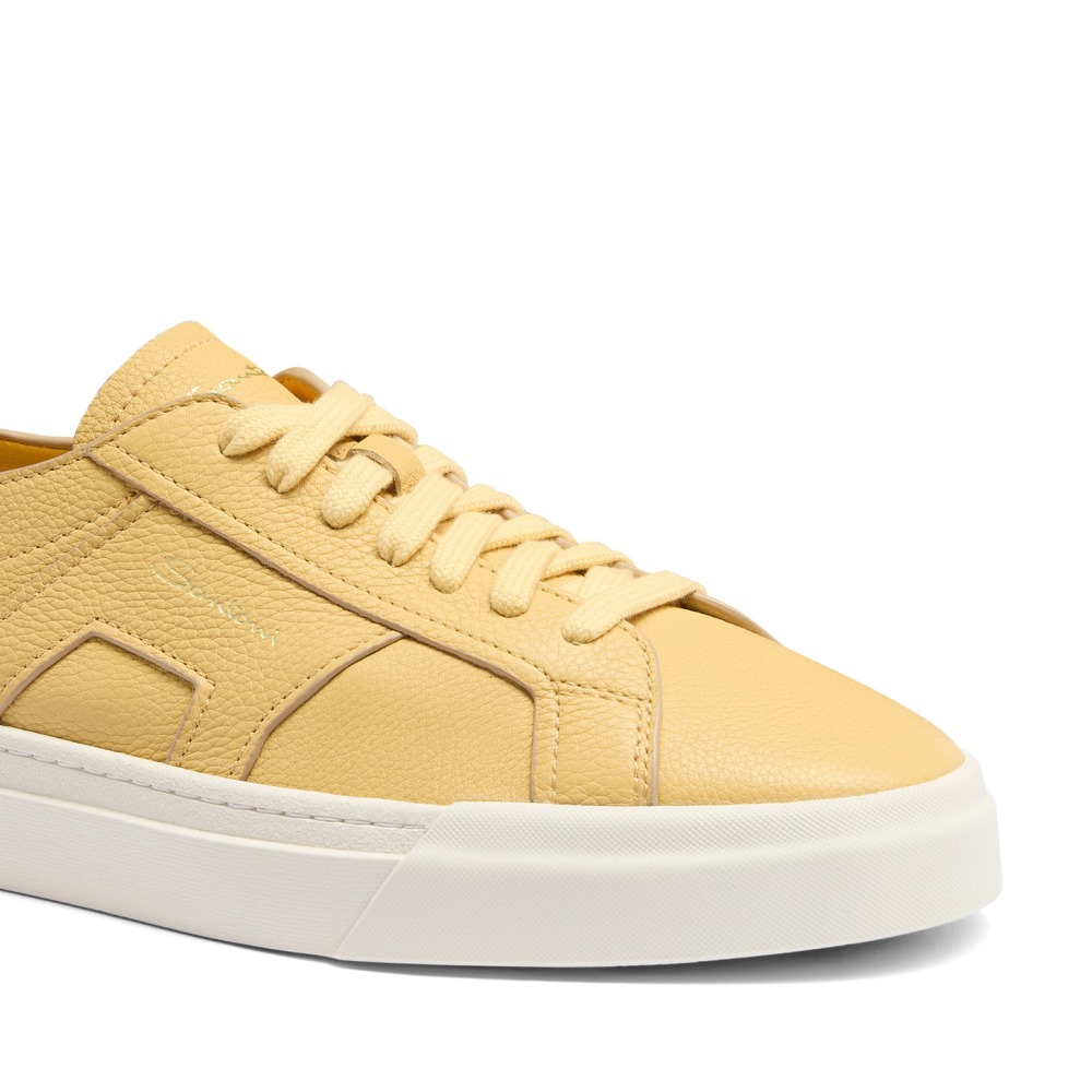 Double Buckle Sneaker da uomo in pelle bottalata gialla - Giallo
