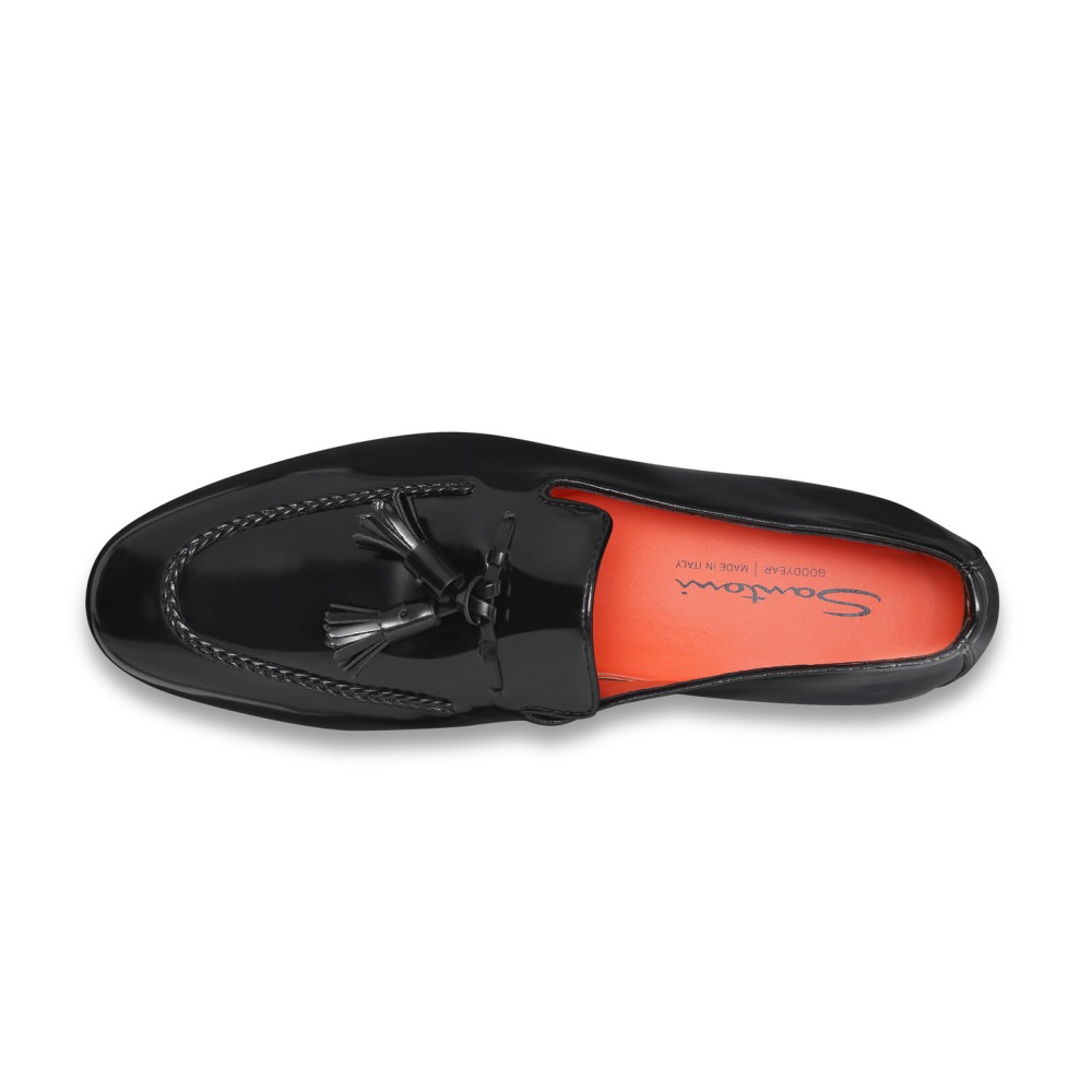Mocassino con nappe da uomo in pelle nero - Nero