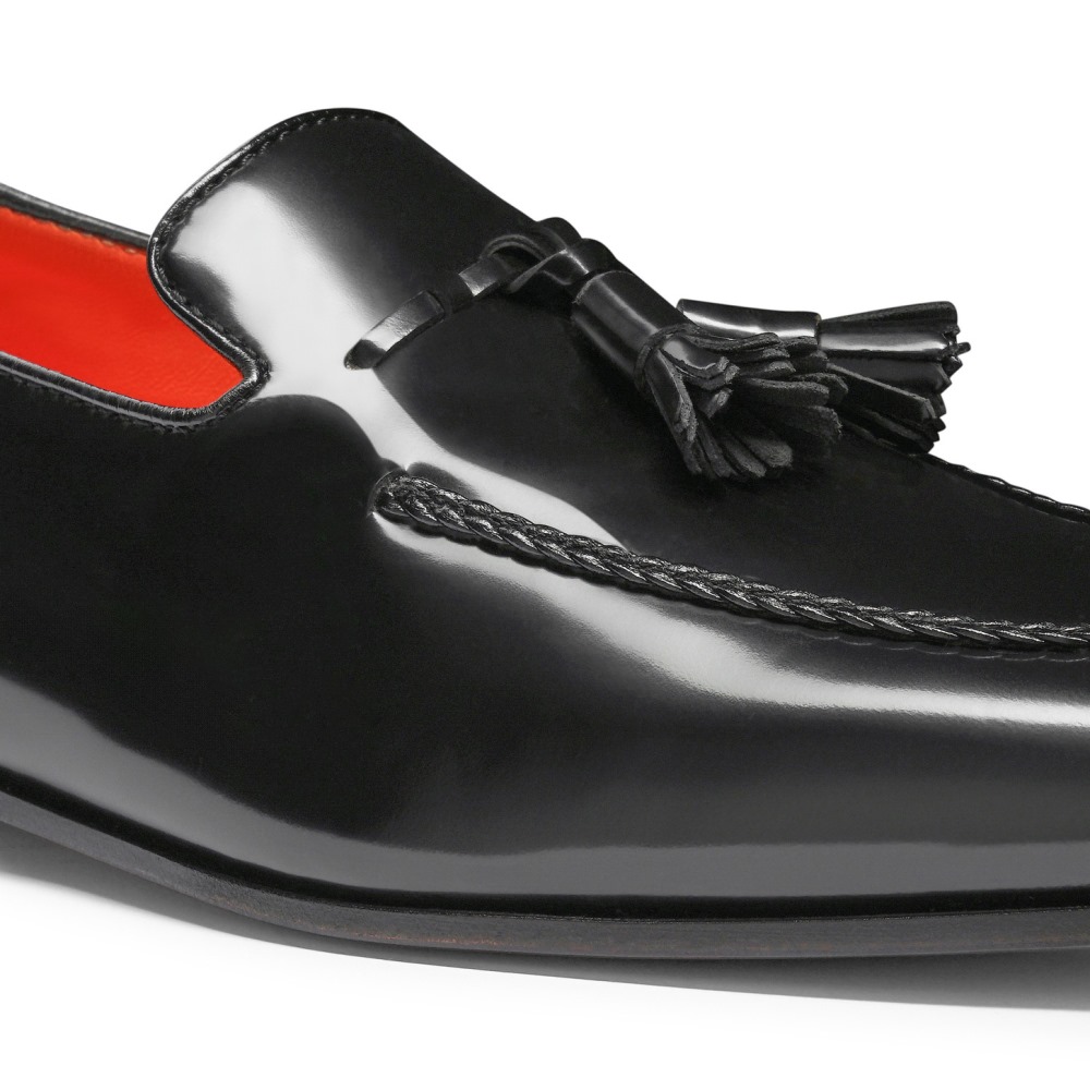 Mocassino con nappe da uomo in pelle nero - Nero