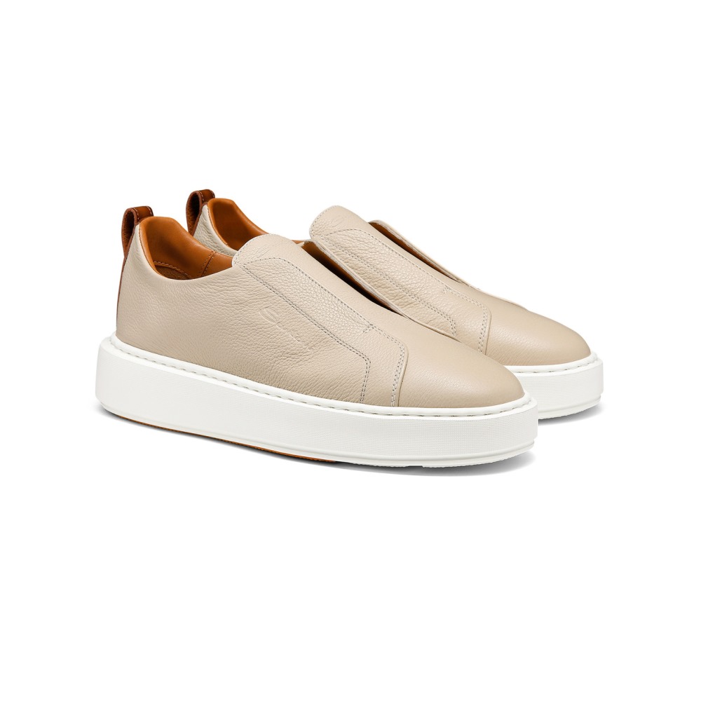 Sneaker slip-on da donna in pelle bottalata rosa - Rosa