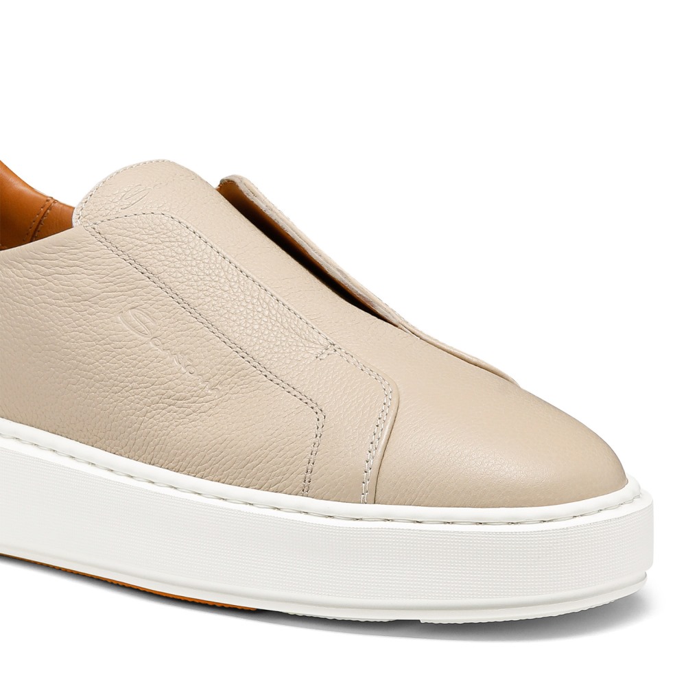 Sneaker slip-on da donna in pelle bottalata rosa - Rosa