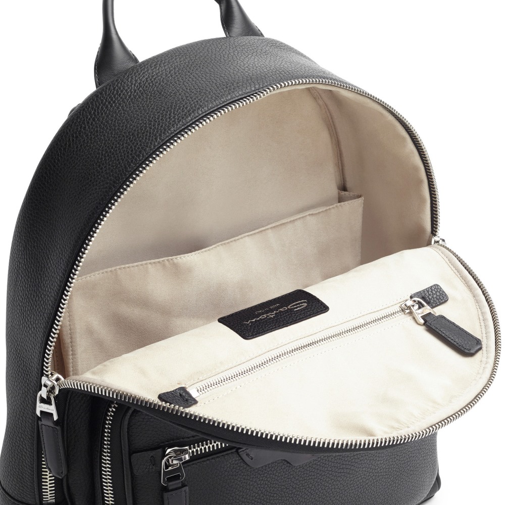 Zaino in pelle bottalata nera - Nero