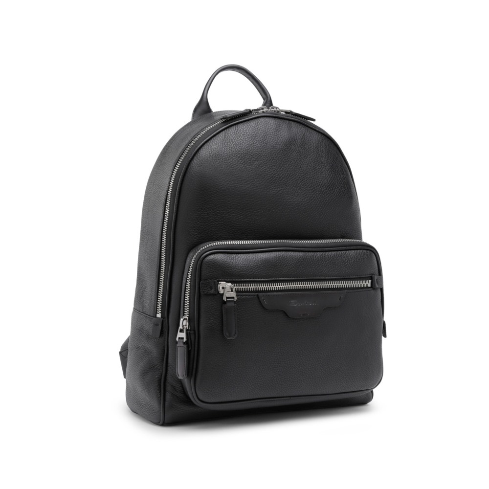 Zaino in pelle bottalata nera - Nero
