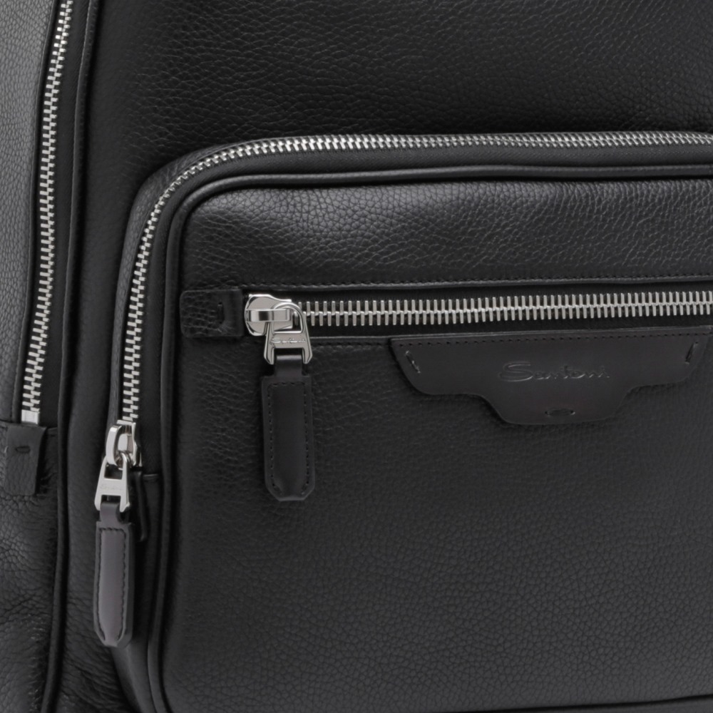 Zaino in pelle bottalata nera - Nero