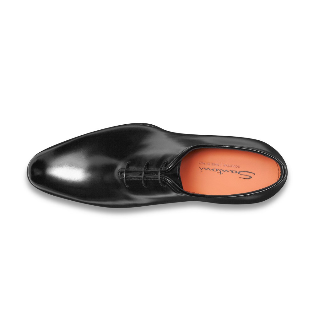 Stringata oxford da uomo in pelle anticata nera - Nero