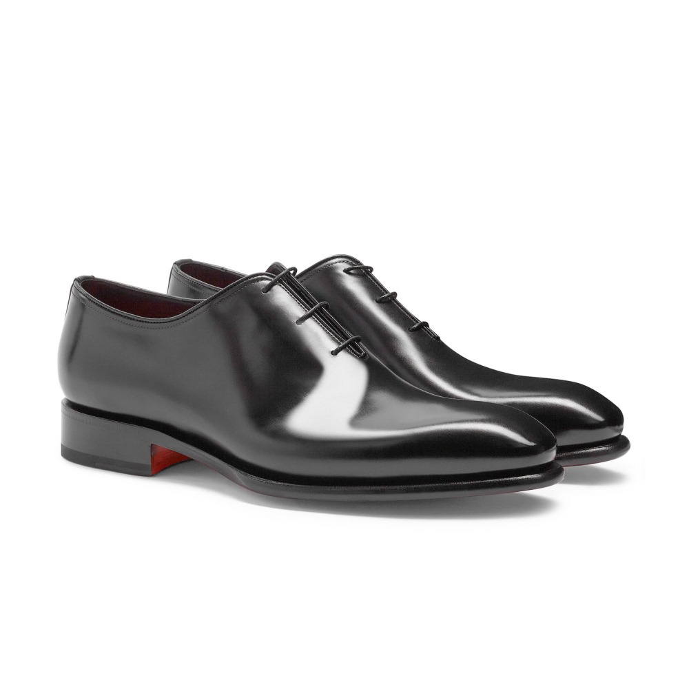Stringata oxford da uomo in pelle anticata nera - Nero