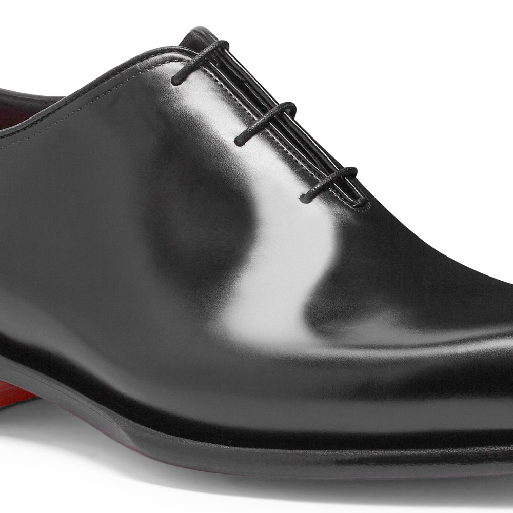 Stringata oxford da uomo in pelle anticata nera - Nero