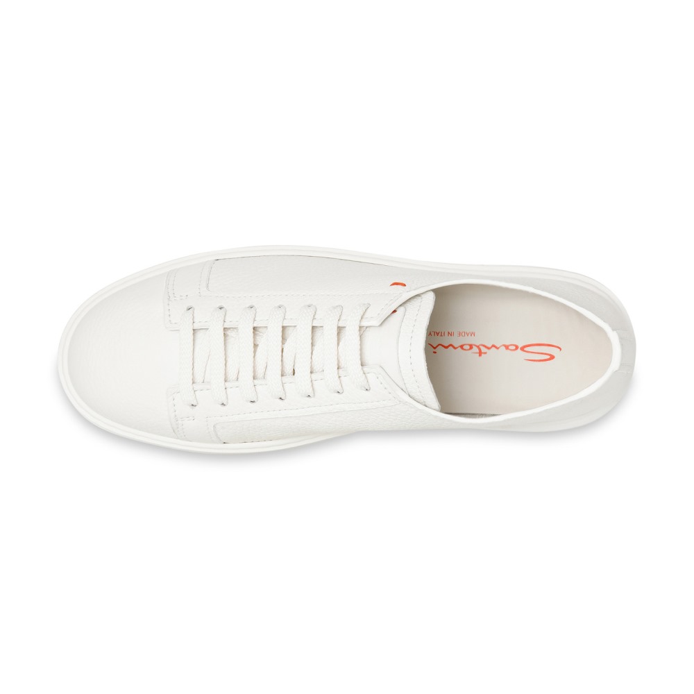 Sneaker da uomo in pelle bottalata bianca - Bianco