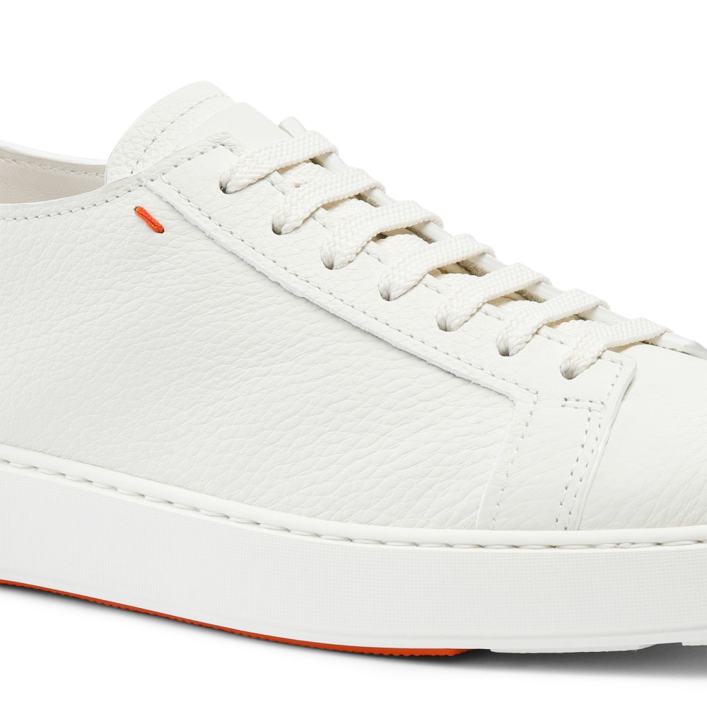 Sneaker da uomo in pelle bottalata bianca - Bianco