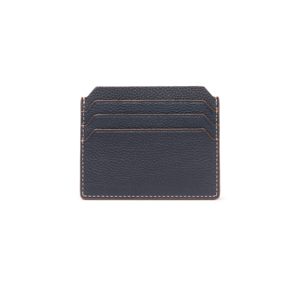 Porta carte di credito in pelle bottalata blu - Blu