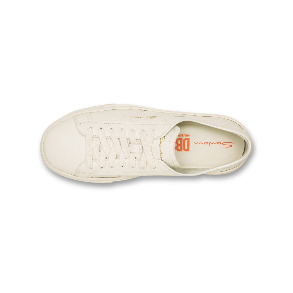 Double Buckle Sneaker da donna in pelle bottalata bianca - Bianco