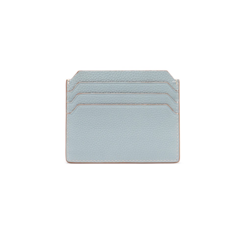 Porta carte di credito in pelle bottalata azzurra - Azzurro